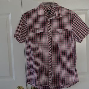 Red, White and Blue Checkers Button Up